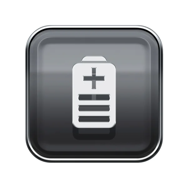 Baterie ikona lesklé šedé, izolovaných na bílém pozadí — Stock fotografie