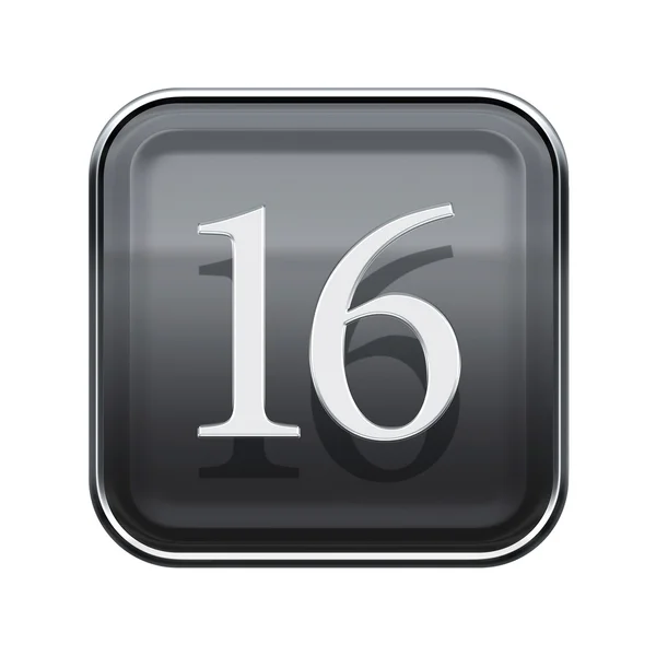 Sixteen icon grey glossy, isolated on white background — Stock Photo, Image