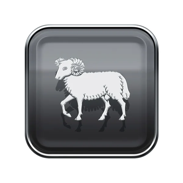 Aries zodiac pictogram grijs, geïsoleerd op witte achtergrond — Stockfoto