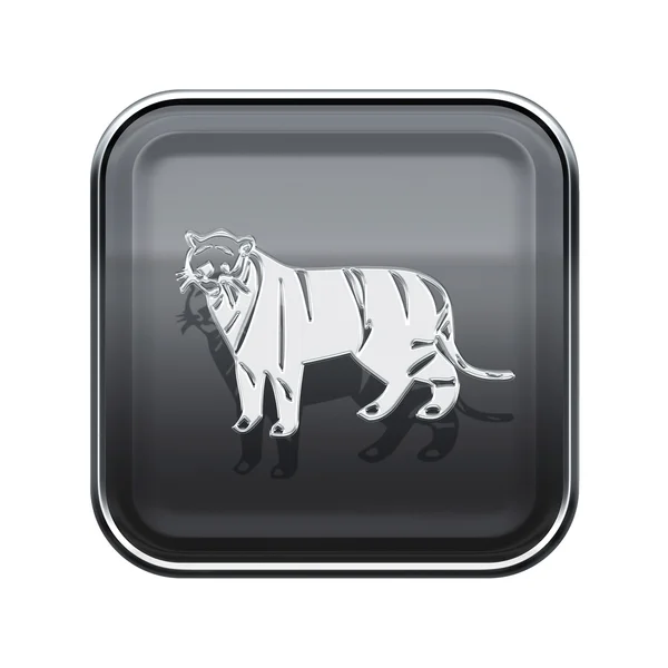 Tiger Zodiac icono gris, aislado sobre fondo blanco . —  Fotos de Stock