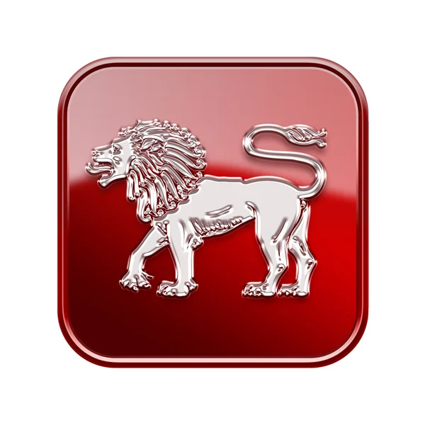 Leeuw sterrenbeeld pictogram rood, geïsoleerd op witte achtergrond — Stockfoto