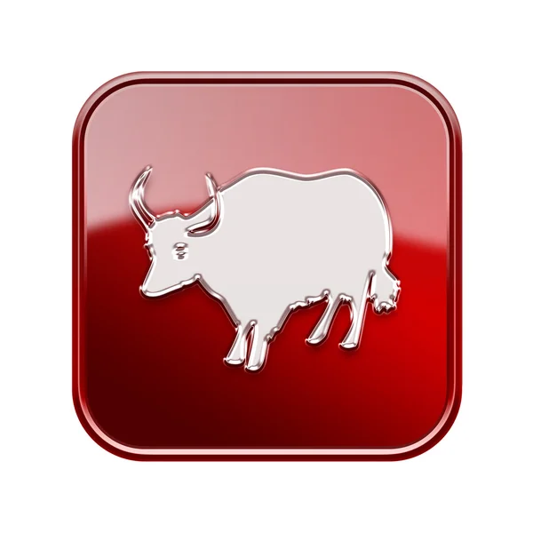 Ox Zodiac pictogram rood, geïsoleerd op witte achtergrond. — Stockfoto