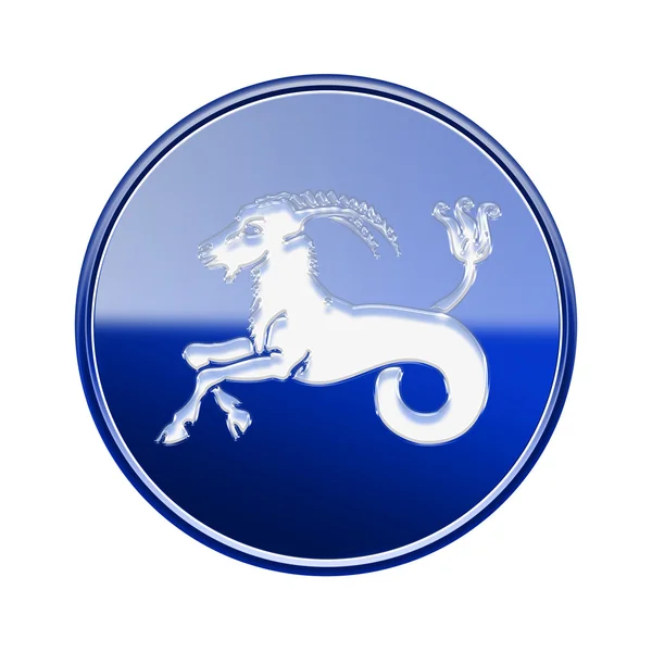 Capricornio icono del zodiaco azul, aislado sobre fondo blanco —  Fotos de Stock