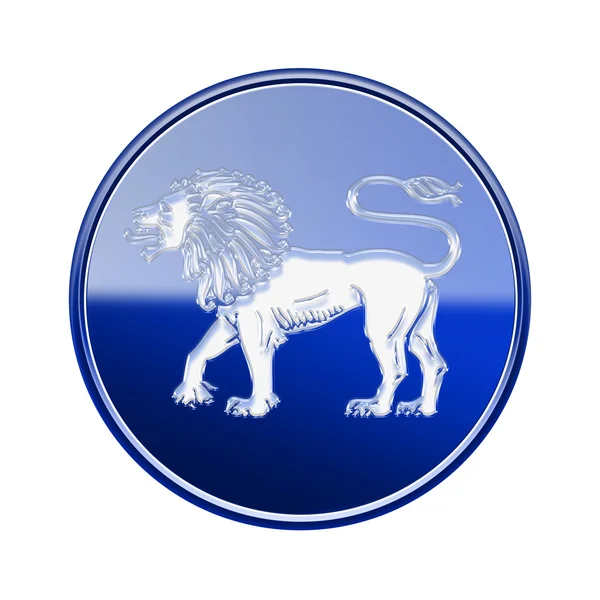 Icona zodiacale leone blu, isolata su sfondo bianco — Foto Stock