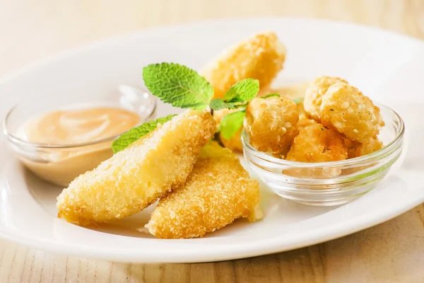 Fried mozzarella on plate — Stock Photo, Image