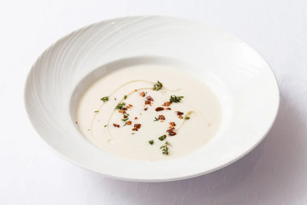 Cream soup in plate — Stock Photo, Image