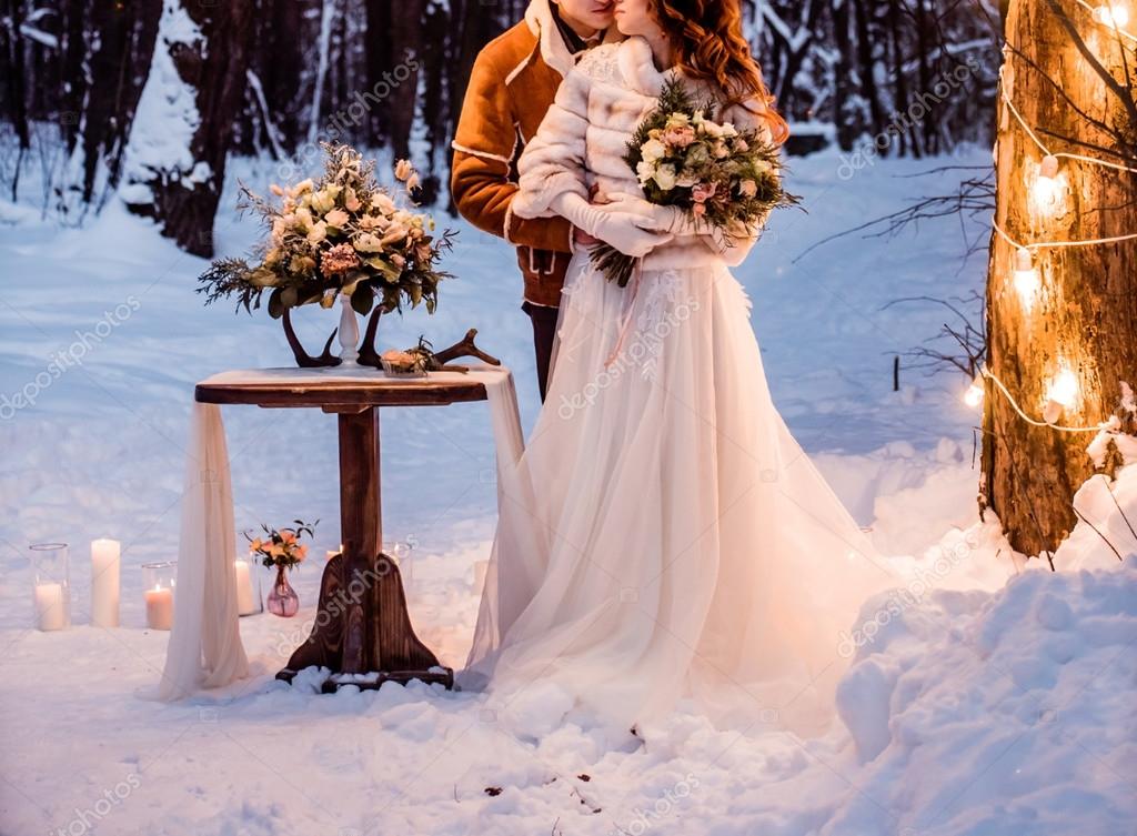 Beautiful winter wedding Stock Photo by ...
