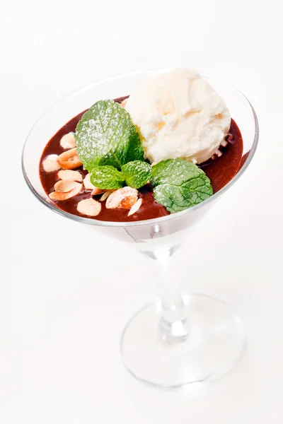 Chocolate dessert with ice — Stock Photo, Image