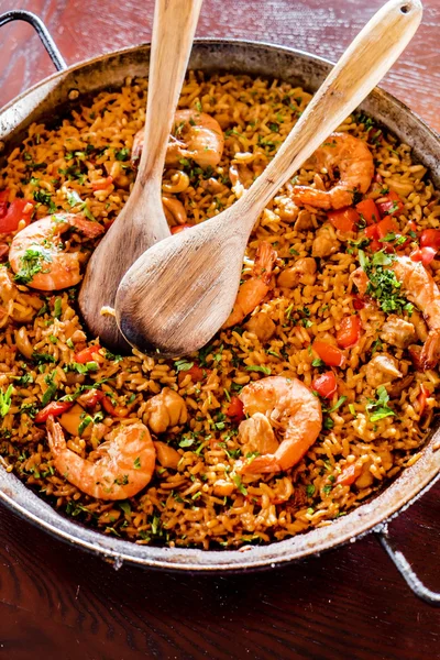 Frutos do mar espanhóis paella — Fotografia de Stock