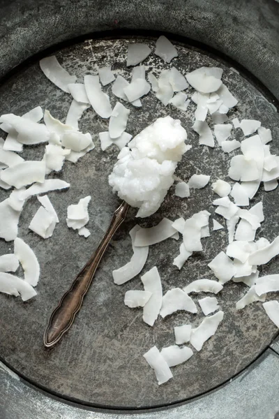 Coconut oil on spoon — Stock Photo, Image