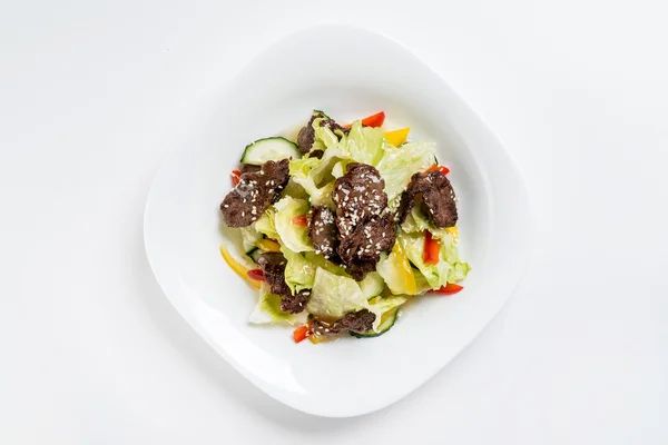 Salad with beef on   plate — Stock Photo, Image