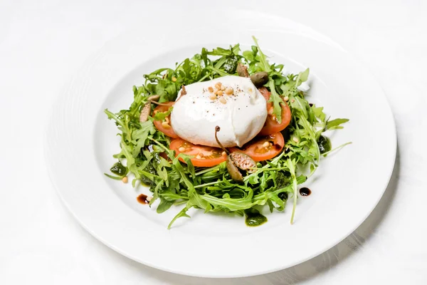 Salad with poached egg — Stock Photo, Image