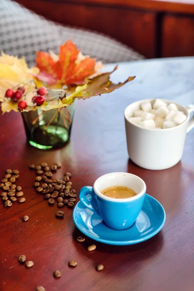 Cup of espresso on a table — Stock Photo, Image