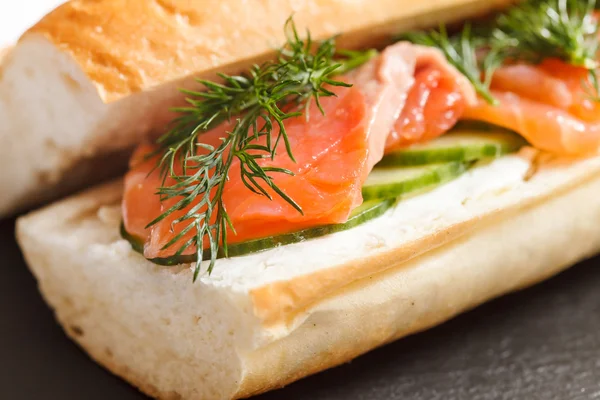 Tasty Sandwich with salmon — Stock Photo, Image