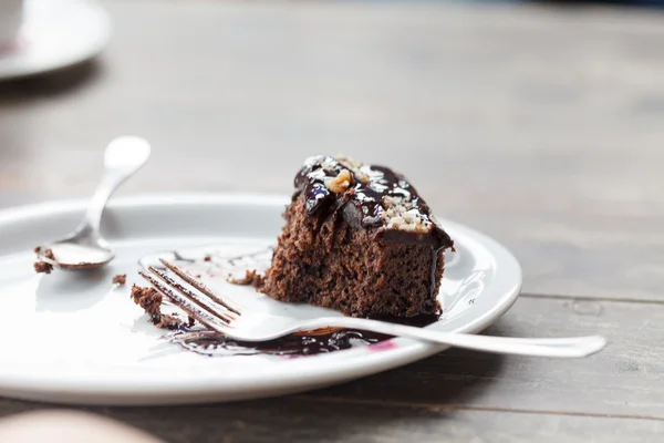 Coffee with brownie cake — Stock Photo, Image
