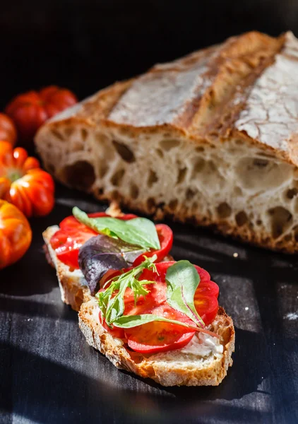 Smaczny bruschetta z pomidorami — Zdjęcie stockowe