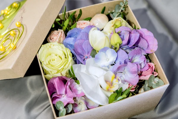 flowers in gift box