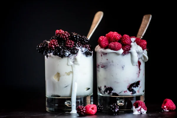 Postre de bayas en vasos — Foto de Stock