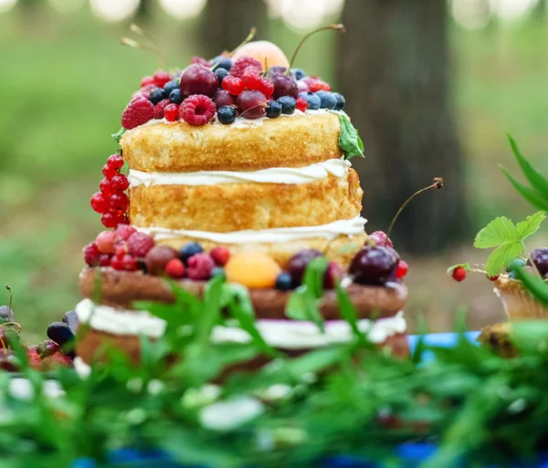 Sült meztelen esküvői torta — Stock Fotó