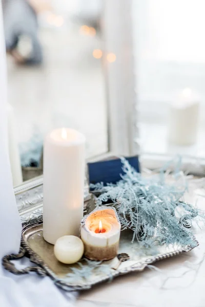 Bougies de Noël blanches — Photo