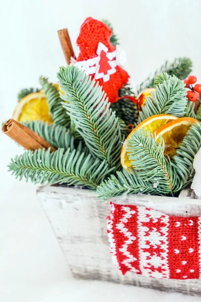 Christmas decoration basket — Stock Photo, Image