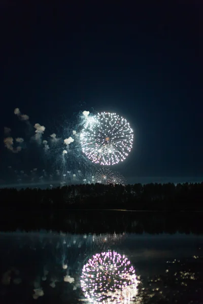 Firework over the river — Stock Photo, Image