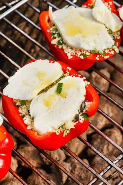 Stuffed peppers on grill — Stock Photo, Image