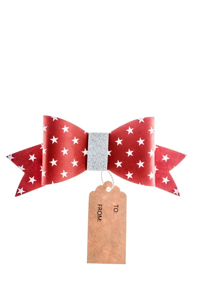 Gift tag with bow — Stock Photo, Image