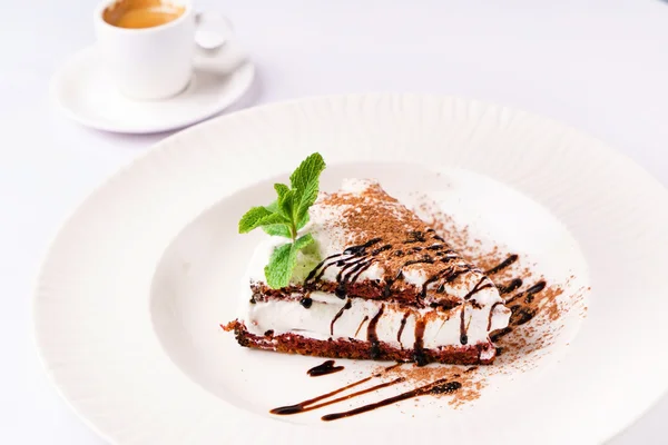 Tiramisu cake on plate — Stock Photo, Image