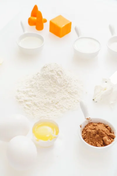 Ingredients for cake on white — Stock Photo, Image