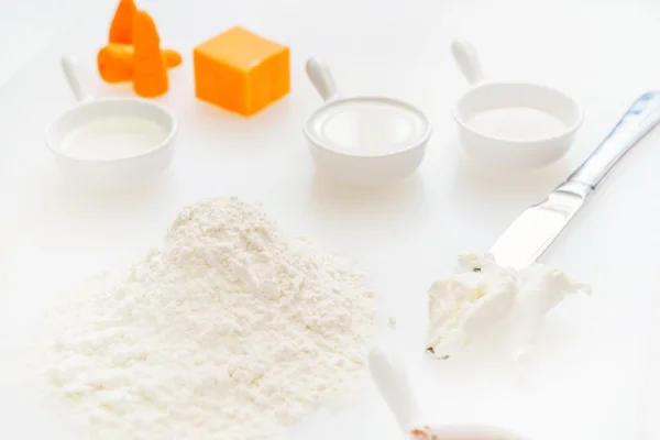 Ingredients for cake on white — Stock Photo, Image