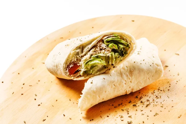 Tavuk fajita şal sandviç — Stok fotoğraf