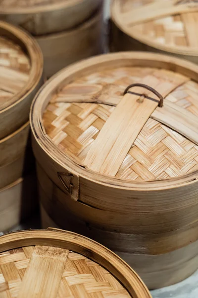 Asiático panelas de bambu — Fotografia de Stock
