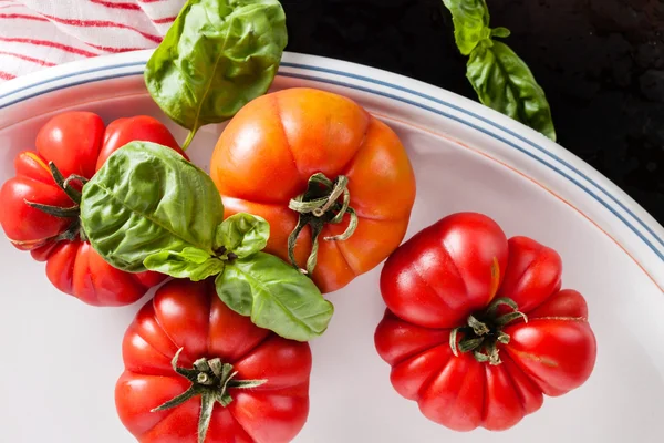 Tomates fraîches sur assiette — Photo