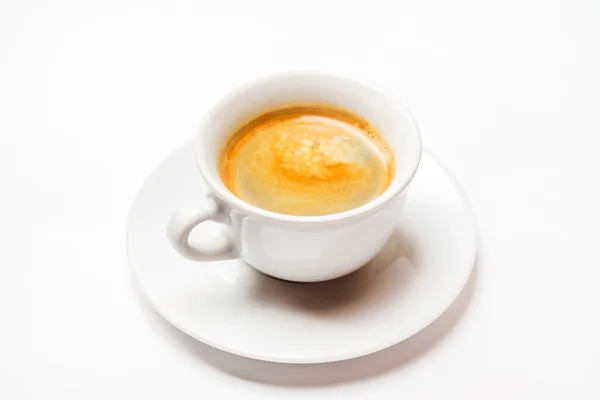 Espresso koffie in witte kop — Stockfoto