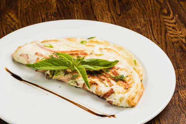 Breakfast on white plate — Stock Photo, Image