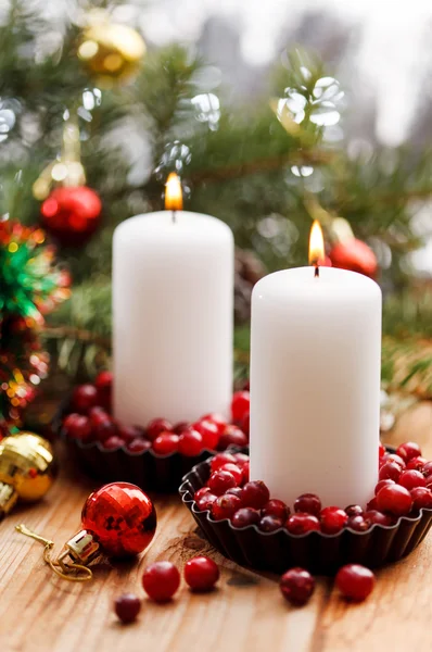 White Christmas Candles — Stock Photo, Image