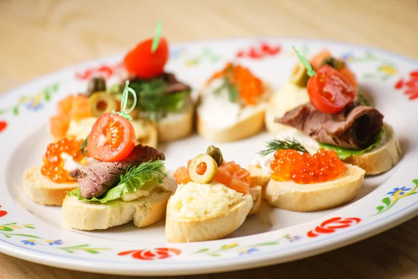Canape on catering table — Stock Photo, Image