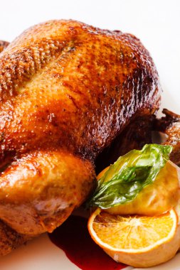 plaka üzerinde kavrulmuş hindi