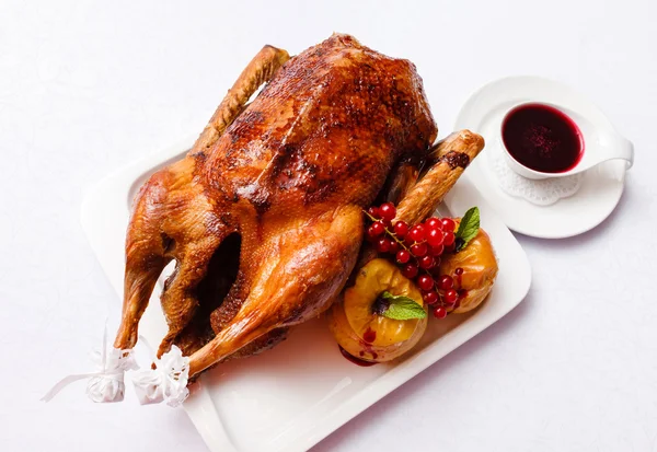 Roasted turkey on plate — Stock Photo, Image