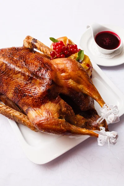 Roasted turkey on plate — Stock Photo, Image