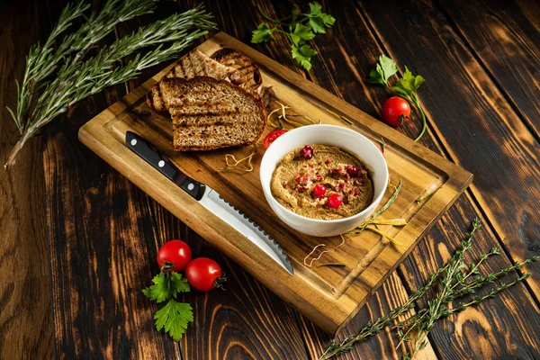 Patè Fegato Pollo Fresco Fatto Casa Pane Segale — Foto Stock