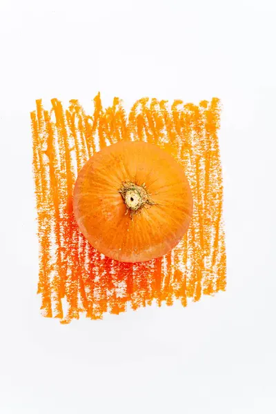 Kleiner Kürbis Auf Orangefarbenem Hintergrund — Stockfoto