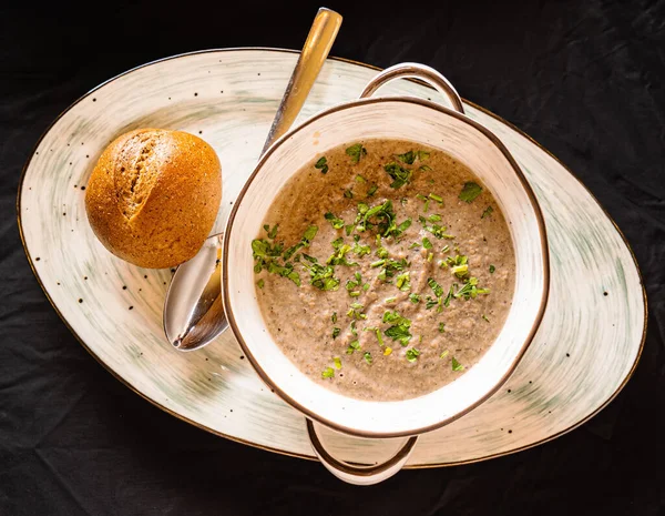 Mushroom Cream Soup Bun — Stock Photo, Image