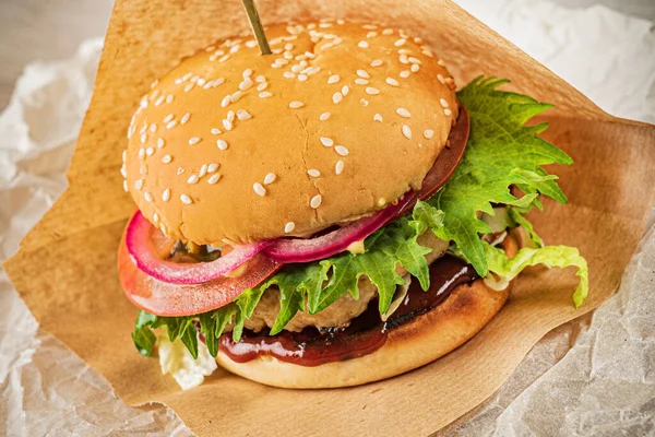 Burger Meat Cutlet Vegetables — Stock Photo, Image