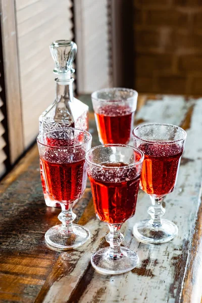Cranberry Drankje Kersttafel — Stockfoto
