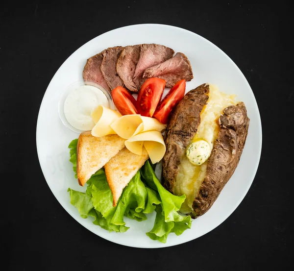 Patata Horno Con Carne —  Fotos de Stock