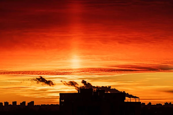 Tramonto Sulla Città Bel Cielo Tramonto — Foto Stock