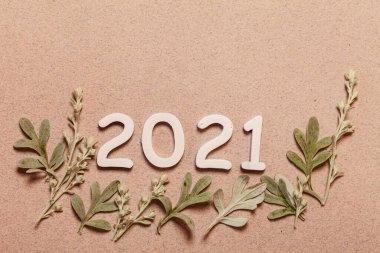 Bitkilerle yeni yıl kartı