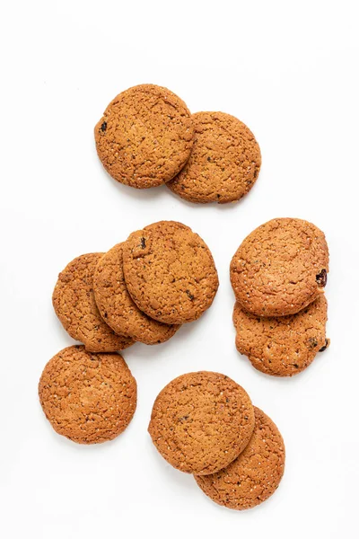 Galletas Avena Aisladas Sobre Fondo Blanco —  Fotos de Stock